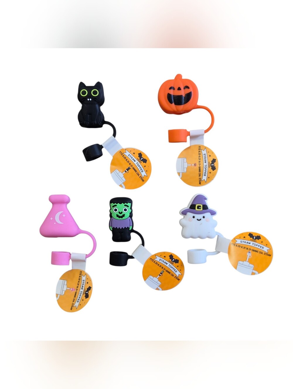 NEW Target Bullseye Playground Halloween 2025 Straw Toppers Set of 5 Cat Ghost